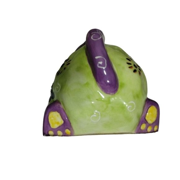 2002 CBK LTD Whimsical Colorful Ceramic Dog Figurine with Flowers & Swirls & Bee - Picture 5 of 11